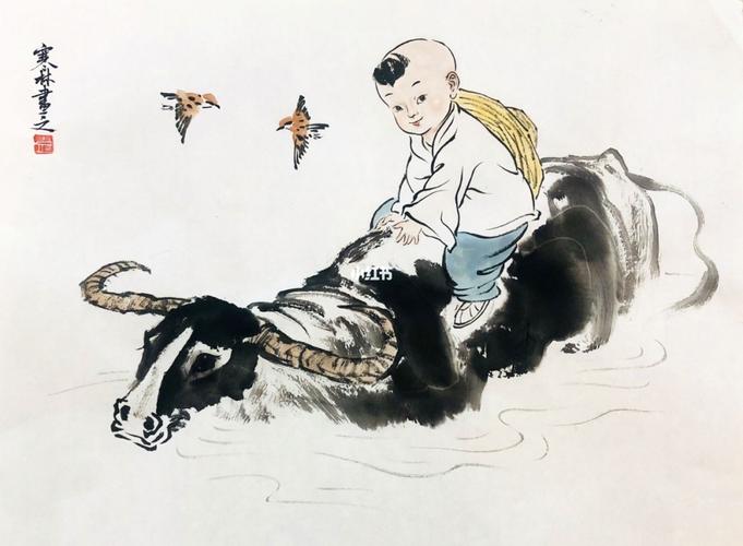 人物专项第1节课:牧童晚归休憩图_铅笔_教程_国画_肤色_钛白_文化