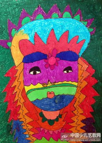 儿童画-土著人-《少儿画苑》第14届国际少儿书画大赛获奖作品
