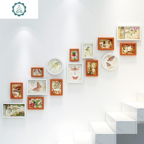 房间装饰照片墙相框墙楼梯装饰画复合楼挂画走廊过道楼道组合创意封后