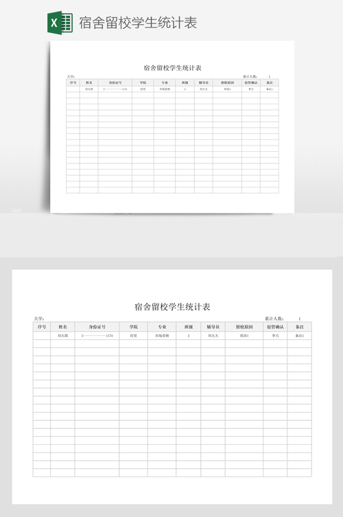 宿舍留校学生统计表