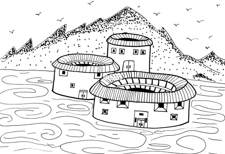 75|儿童画《土楼》_绘画_文化_绘画