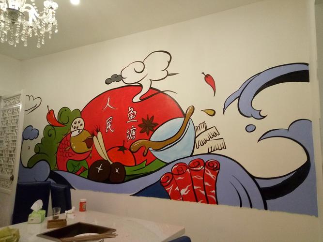 火锅店墙绘,餐饮墙绘,串串店墙绘,成都墙绘