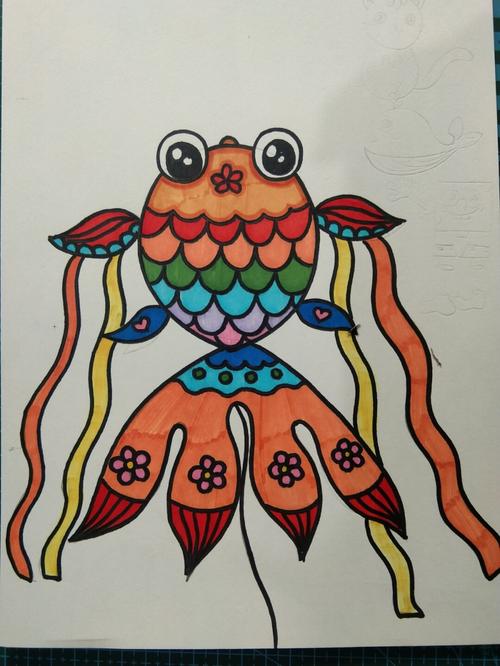 《金鱼风筝》儿童画_儿童画_母婴_早教