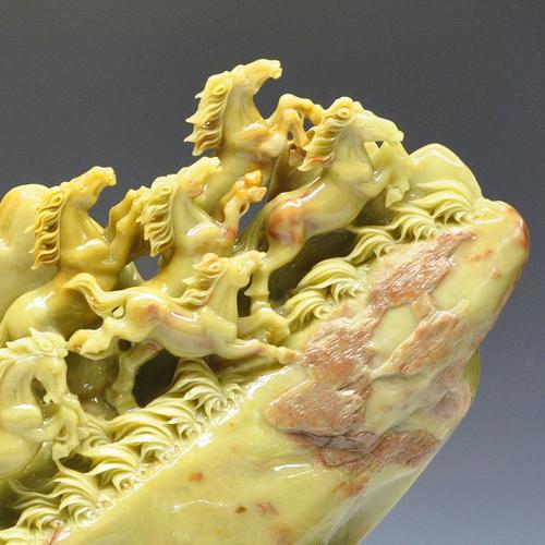 大摆件《马到成功》马 青田石雕摆件精品