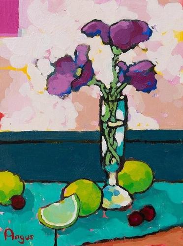 静物插画,把花卉画成了唐卡的感觉,色彩浓烈又和谐