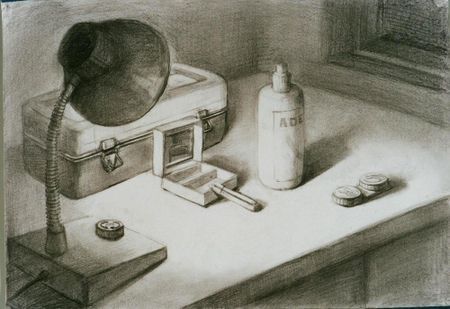 素描台灯图片的画法
