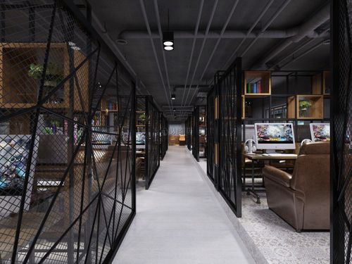 现代工业风网咖效果图-背景素材图片-图怪兽