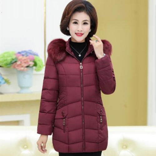 中老年女装棉衣40岁妈妈装中长款棉袄中年女冬装外套聚酯纤维涤纶棉服