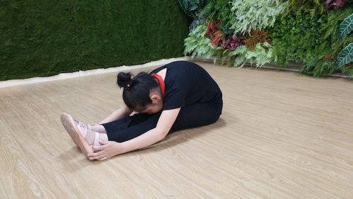 双腿并拢,腿伸直,勾脚尖,低头!