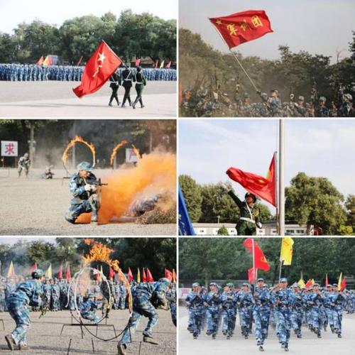 仪式中,中国人民解放军66168部队教导员杨显同志作军训总结报告,军训