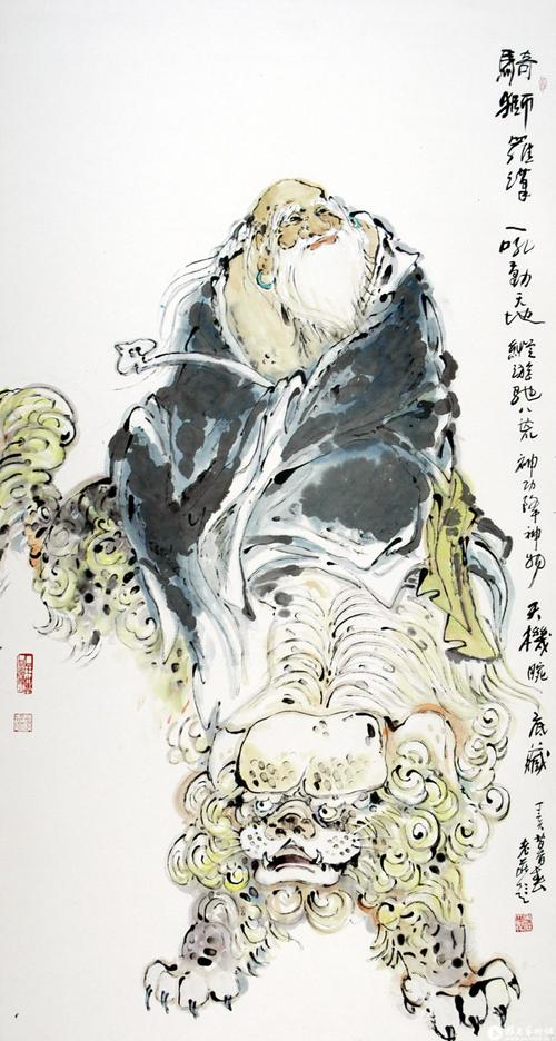 骑狮罗汉-中国书画/国画/国画-名家庄树鸿作品赏析-庄树鸿官网【兰亭