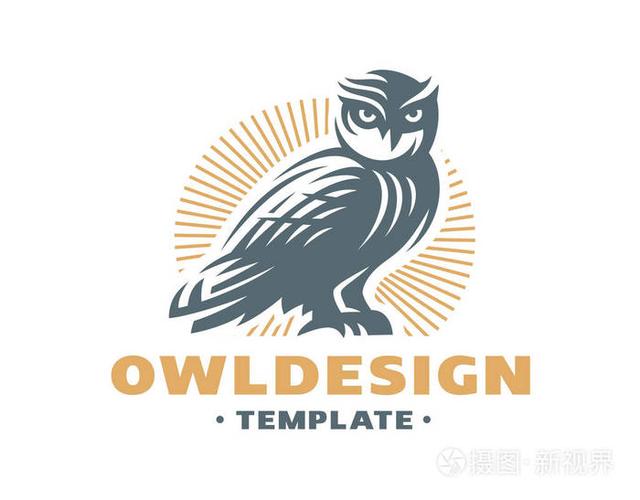 猫头鹰标志-向量例证.会徽设计