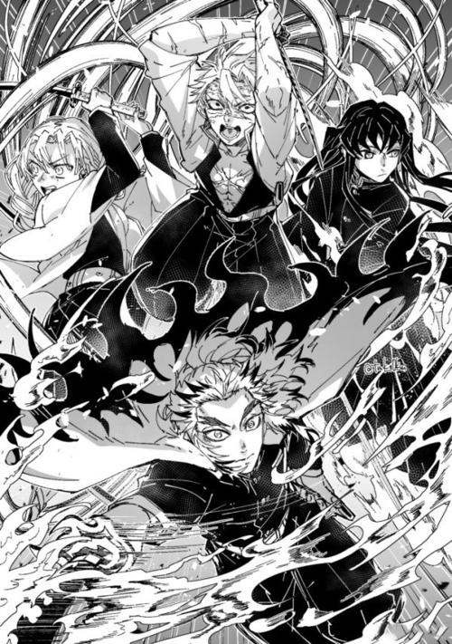 鬼灭之刃·黑白漫画风·背景图
