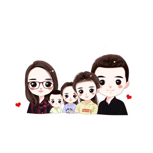 一家五口头像设计,感受温暖,努力奋斗,莫问前程