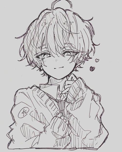 男生为主的动漫线稿不难寒假画画吧