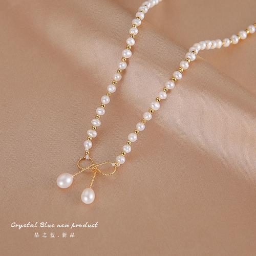 2021流行少女气质小众设计感新款小粒珍珠项链天然淡水锁骨链女夏