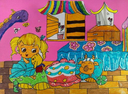 《我的家》/少儿绘画作品/儿童画/网络美术馆_中国