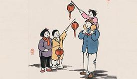 丰子恺漫画中的年味:红灯照得满堂红