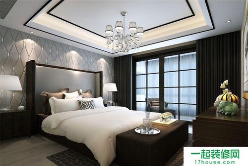现代简约三居室卧室吊顶装修效果图欣赏