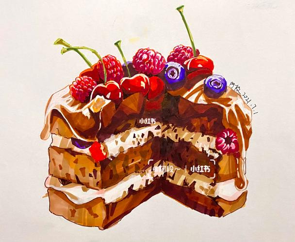 马克笔手绘/校考设计/装饰画/蛋糕/美食_手绘_马克笔