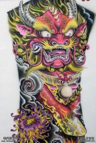 满背麒麟纹身图片大全