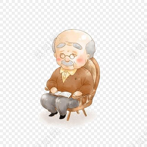 老爷爷看书矢量素材
