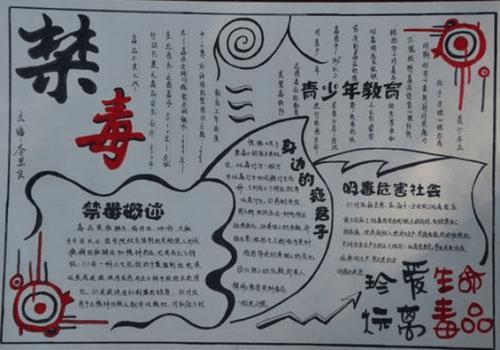 黑白两色禁毒手抄报 黑白手抄报