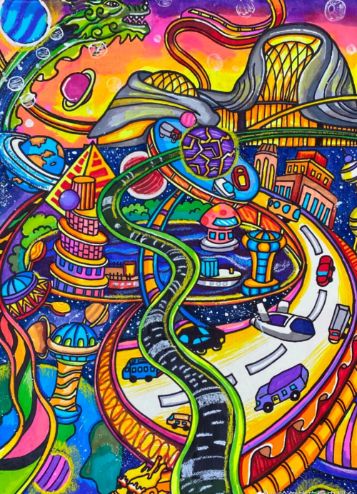 绿地国博城杯"@新区爱家乡赢未来"少儿绘画大奖赛作品