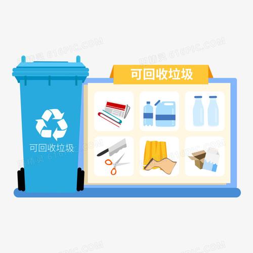 手绘卡通可回收垃圾分类矢量素材