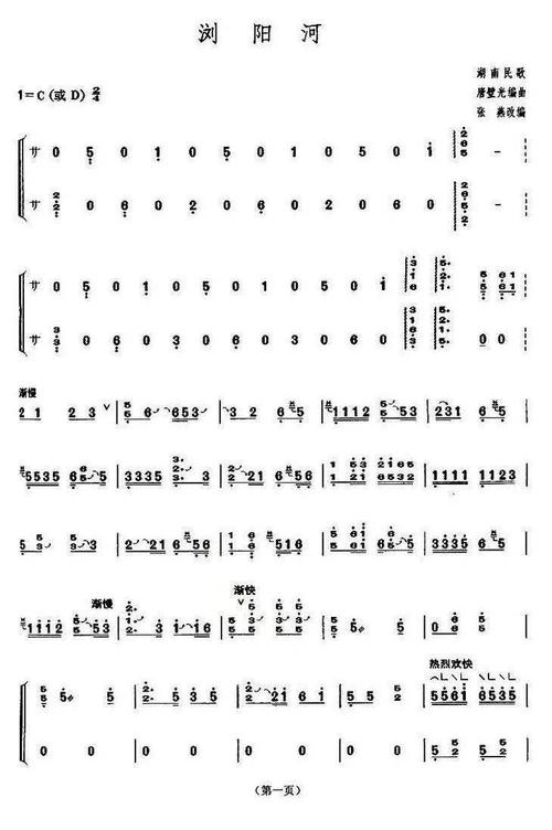 古筝演奏《浏阳河》附曲谱