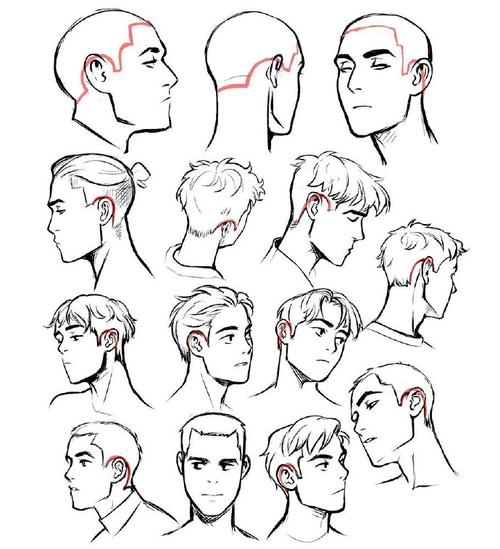 绘画参考#男性发型绘制参考