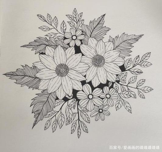 简单好看易学的黑白线描花卉绘画就画好了,零基础一看就会画哦~ 画