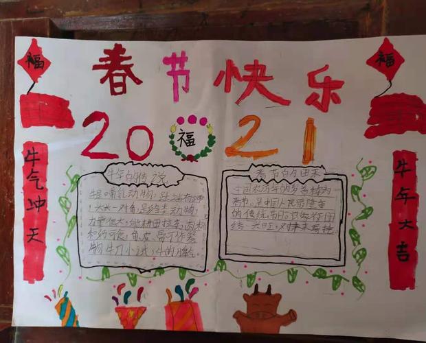"畅想2021,有趣有盼"——白龙小学三③喜迎春节手抄报