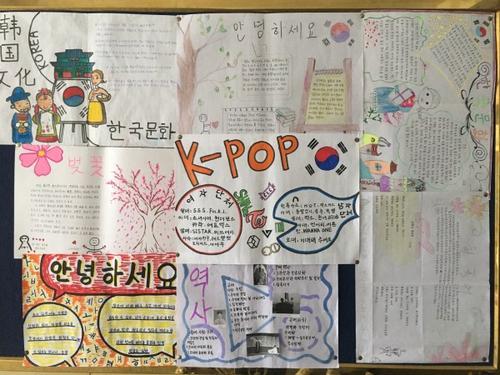 这些手抄报充分的体现了韩国文化的特色极大程度上加深了同学们对于