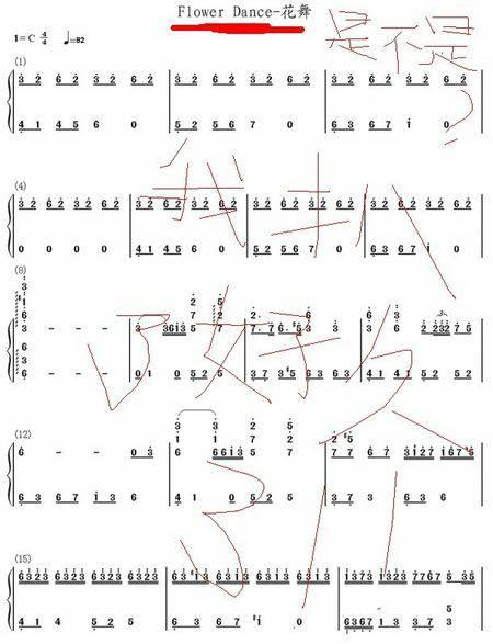 哪位大师可以帮我把下面的flower dance 翻译成简谱啊