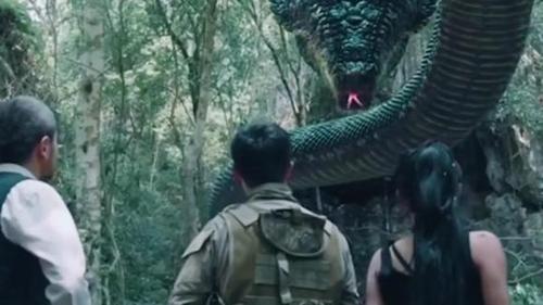 一部人蛇大战的电影,这大蟒蛇太大了,什么东西到它嘴里都是零食