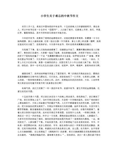 小学生关于难忘的中秋节作文.docx 2页