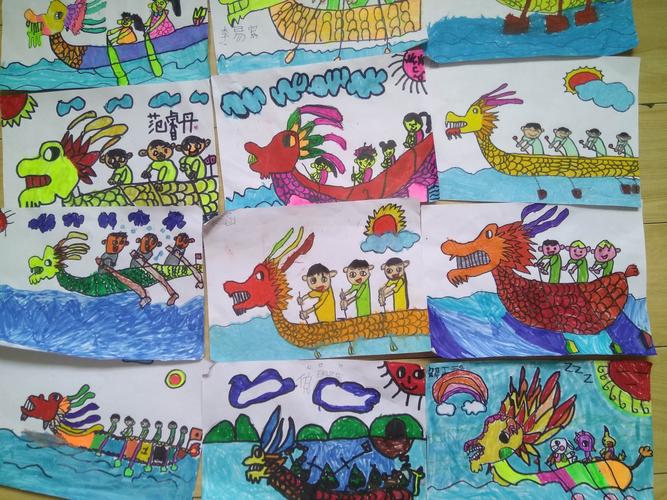 大二班:端午习俗活动_绘画赛龙舟