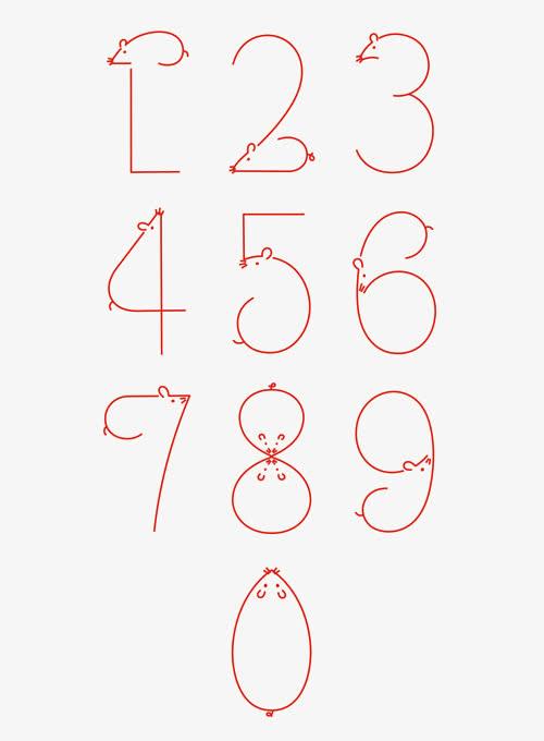 关键词 : 手绘,数字,红色,创意,老鼠数字