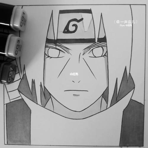 手绘宇智波鼬_手绘_火影忍者_樱花_马克笔_文化_绘画