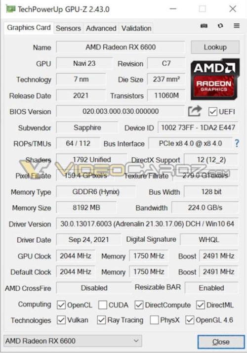 gpuz截图曝光amd新显卡rx6600规格一览你买吗