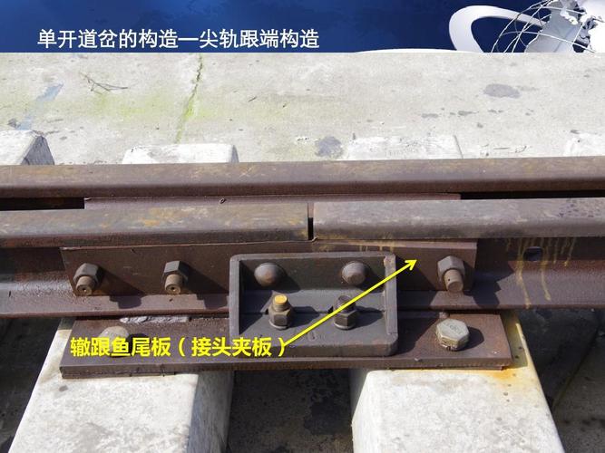单开道岔的构造—尖轨跟端构造 辙跟鱼尾板(接头夹板) logo 第45页