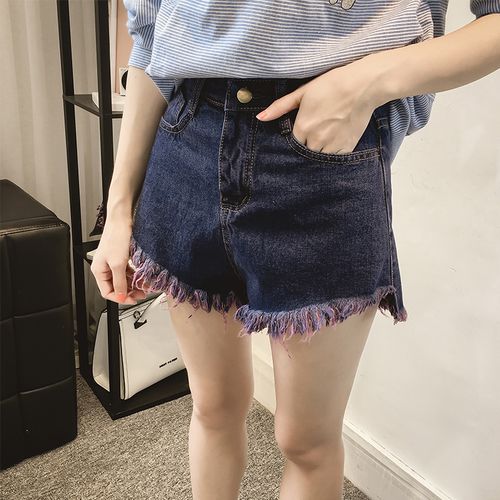 加肥加大码女装200斤胖mm夏装短裤胖妹妹显瘦微弹阔腿牛仔热裤子