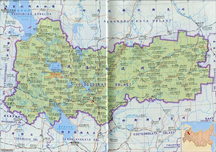 沃洛格达州地图俄罗斯地图库
