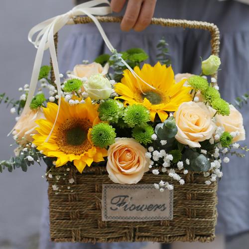 购客手提小花篮生日女友抱抱桶成都上海重庆鲜花速递同城全国花店送花