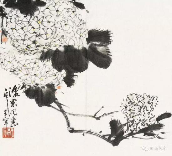 国画基础讲堂,国画绣球花的画法,绣球花的写意画法步骤解析