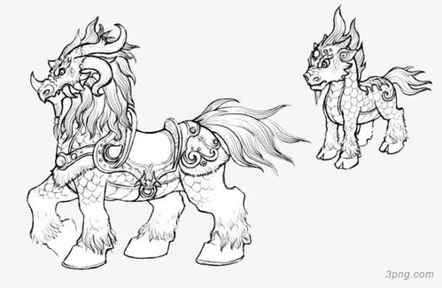 古代中国风黑白饕餮手绘