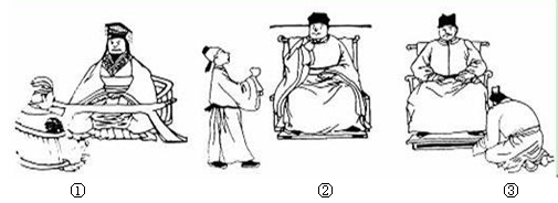 下列漫画中,君臣礼节变化说明了( )