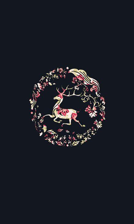 o,设计,插画,动物,鹿,素材,图案,花.