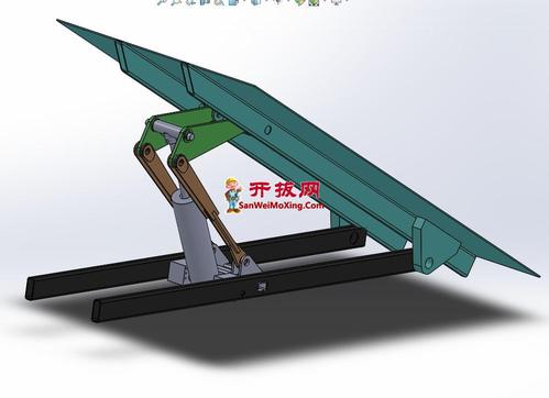 t式中顶自卸车举升机构3d模型图纸下载_机械数模资料